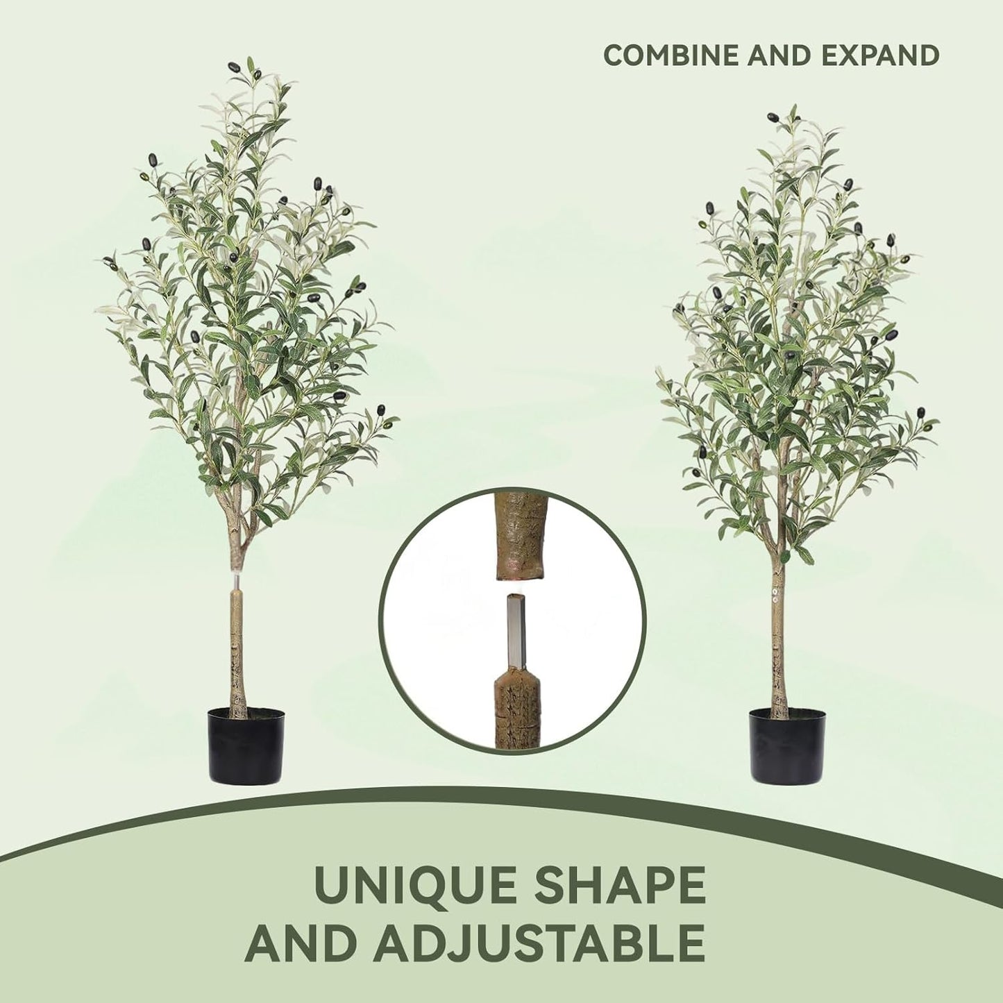 Shanghigh Artificial Olive Tree – 1.5m/5FT Tall Faux, Decoration Olive Silk Plant with Fake Moss, Large Lifelike Faux Plant in Pot, Potted Olive Tree for Modern Home Office Indoor Outdoor Decor, Gift