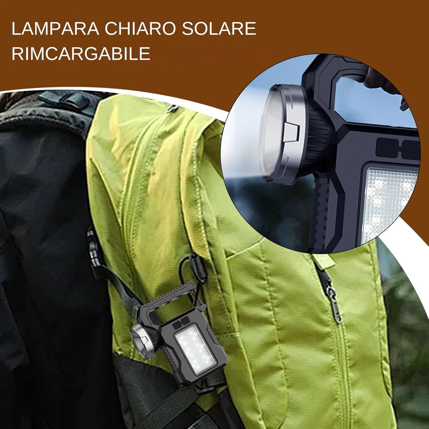 Iouyjiu Solar Outdoor Lamp, Waterproof Torch Light, Powerful Led Flashlight, Multipurpose Camping Gear for Hiking, Travel, Exploring, Adventure Sports and Entertainment-Camping