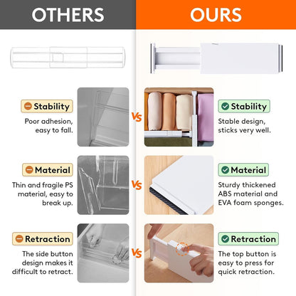 Lifewit 5 Pack Drawer Dividers Plastic 4" High, 11-17" Adjustable Closet Vanity Drawer Organizers for Clothes, Expandable Dresser Separators in Home Bedroom/Bathroom/Kitchen Organization and Storage