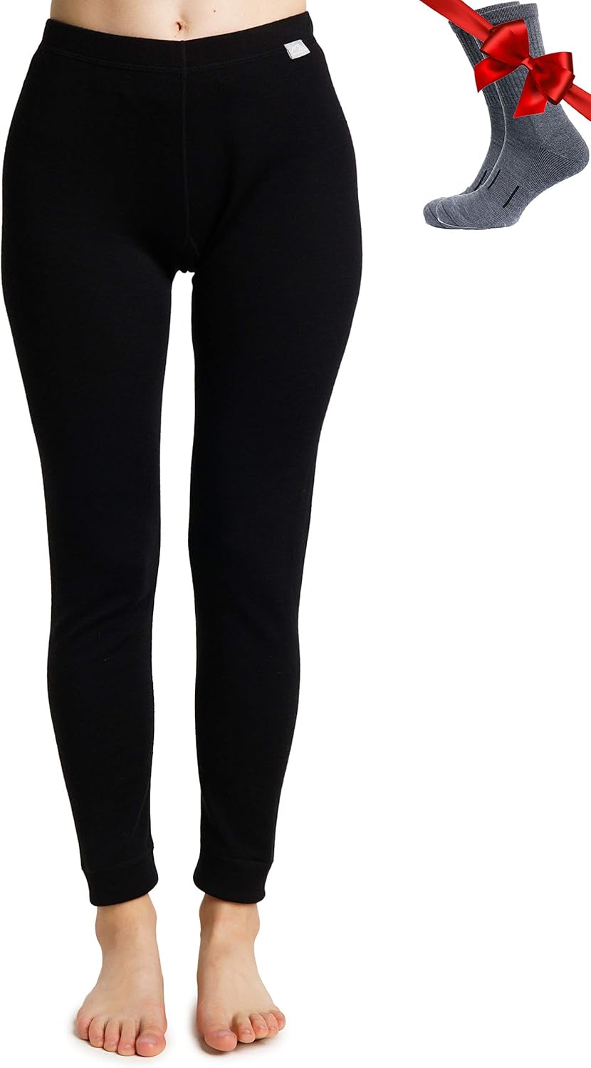 Merino.tech Women's Merino Wool Trousers – 100% Thermal Underwear for Women, Light Merino Wool, Medium, Heavy with Socks