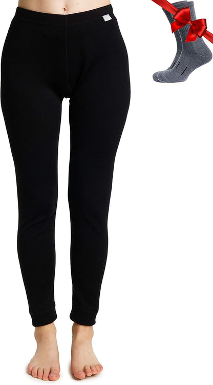 Merino.tech Women's Merino Wool Trousers – 100% Thermal Underwear for Women, Light Merino Wool, Medium, Heavy with Socks