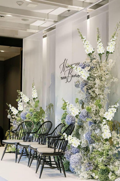 Rzoukler White Delphinium Artificial Flower 6PCS Larkspur Silk Delphinium Flowers 29.52" Long Stem Fake Flower for Tall Vase Wedding Floral Arrangements Home Table Decor(White)