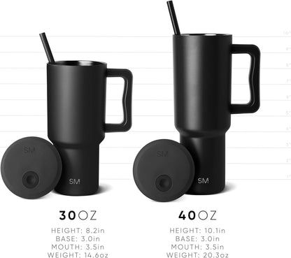 Simple Modern 40 oz Trek Tumbler with Handle and Straw | Insulated Stainless Steel Water Bottle Iced Coffee Cup Travel Mug | 40 oz | Almond Birch