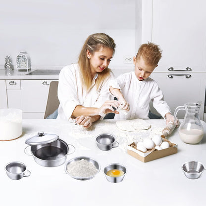 Hnvdkln 25Pcs Pretend Play Kitchen Cookware Playset - Stainless Steel Pots, Pans, and Cooking Utensils for Kids' Learning and Play