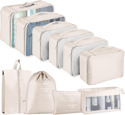 TXBOBECO Suitcase Organizer Set, 10 Pcs Packing Cubes for Suitcase Travel Accessories Suitcase Organizer Suitcase Clothes Bags Cosmetics Org