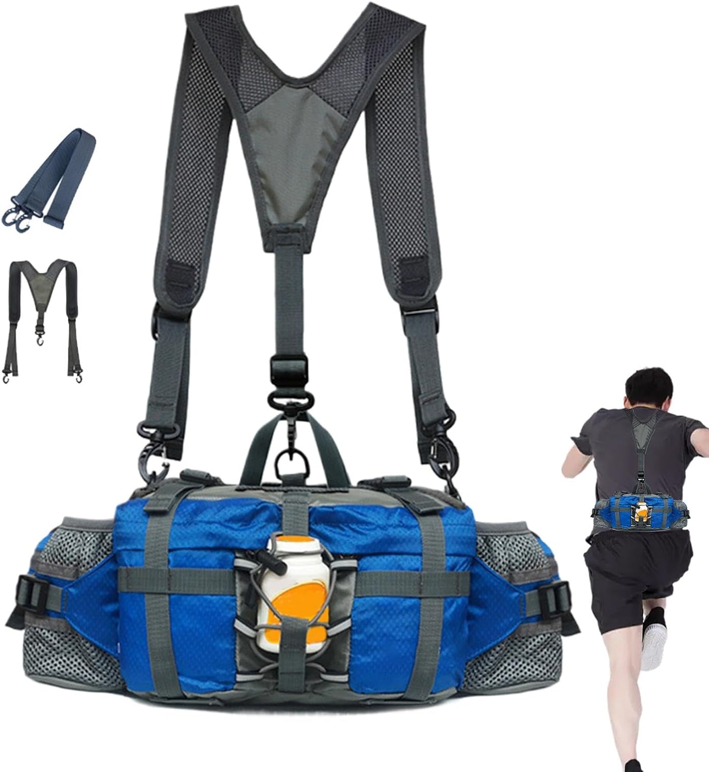 Outdoor Activity Gear | Travel Waist Bag | Fitness Waist Bag, Lightweight Outdoor Bag, Multi-Functional Waist Pack, Water-Resistant Fanny Pack, Adjustable Waist Bag, Active Lifestyle Gear, blue,