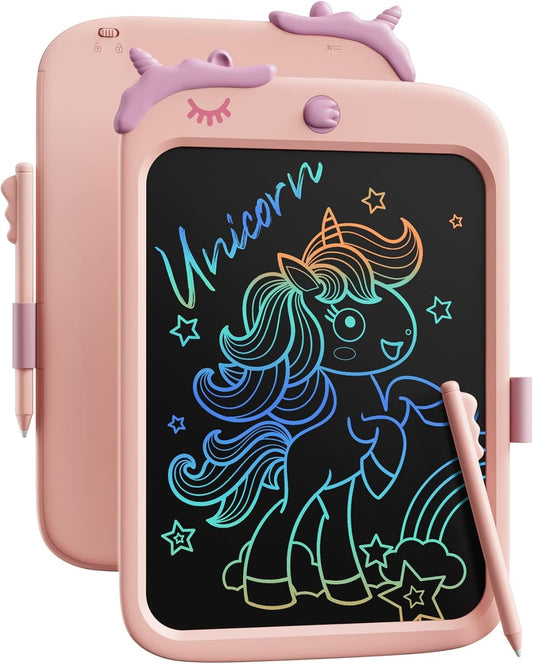 Toys for Girls 10 inch Doodle Board Drawing Pad Tablet with Lock Function, Erasable, Portable, Educational Learning Unicorn Toy Gifts for 3 4 5 6 7 8 9 Years Old Girls Toddlers (Pink)