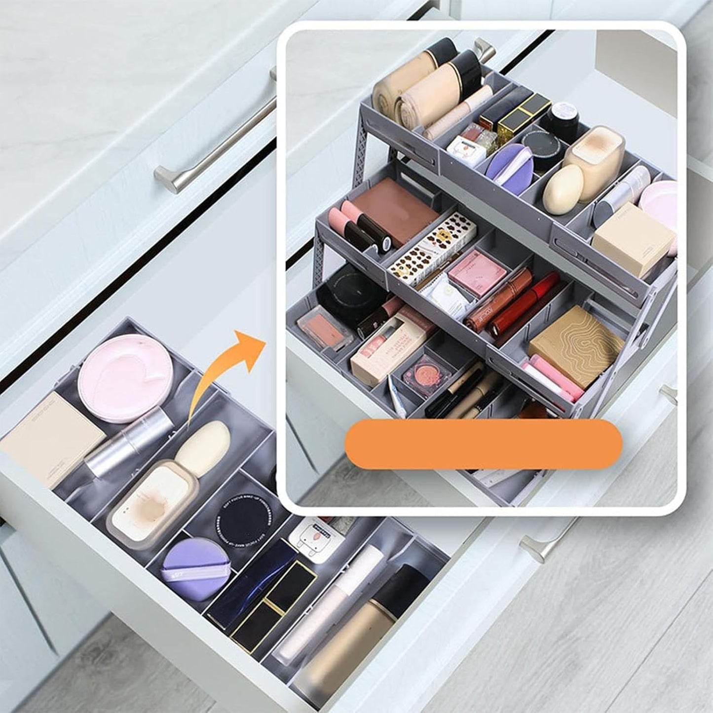 Ungtyb 3 Tier Drawer Organizer, Expandable Storage Tray, Adjustable Compartments Storage Trays, Hair Accessories Storage Tray 9.84x5.9x2.68 for Makeup, Hair Accessories, Jewelry, Pins