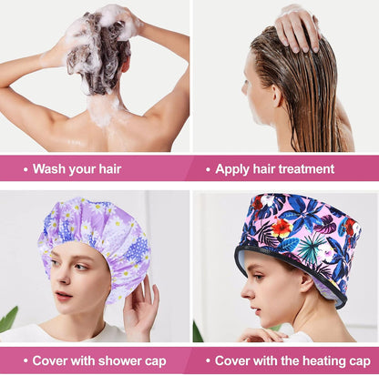 SPTHTHHPY Hair Steamer Heating Cap for Deep Conditioning - Electric Spa Beauty Steamer Nourishing Hot Head Care Hat for Thermal Treatment - Home Use