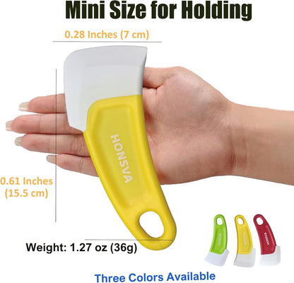 Honsva Silicone Dish Scraper to Kitchen Cleaning for Pans, Pots, Bowls, Non-Stick Scraping Spatulas Tool,3 Pcs (Yellow, Green and Red)