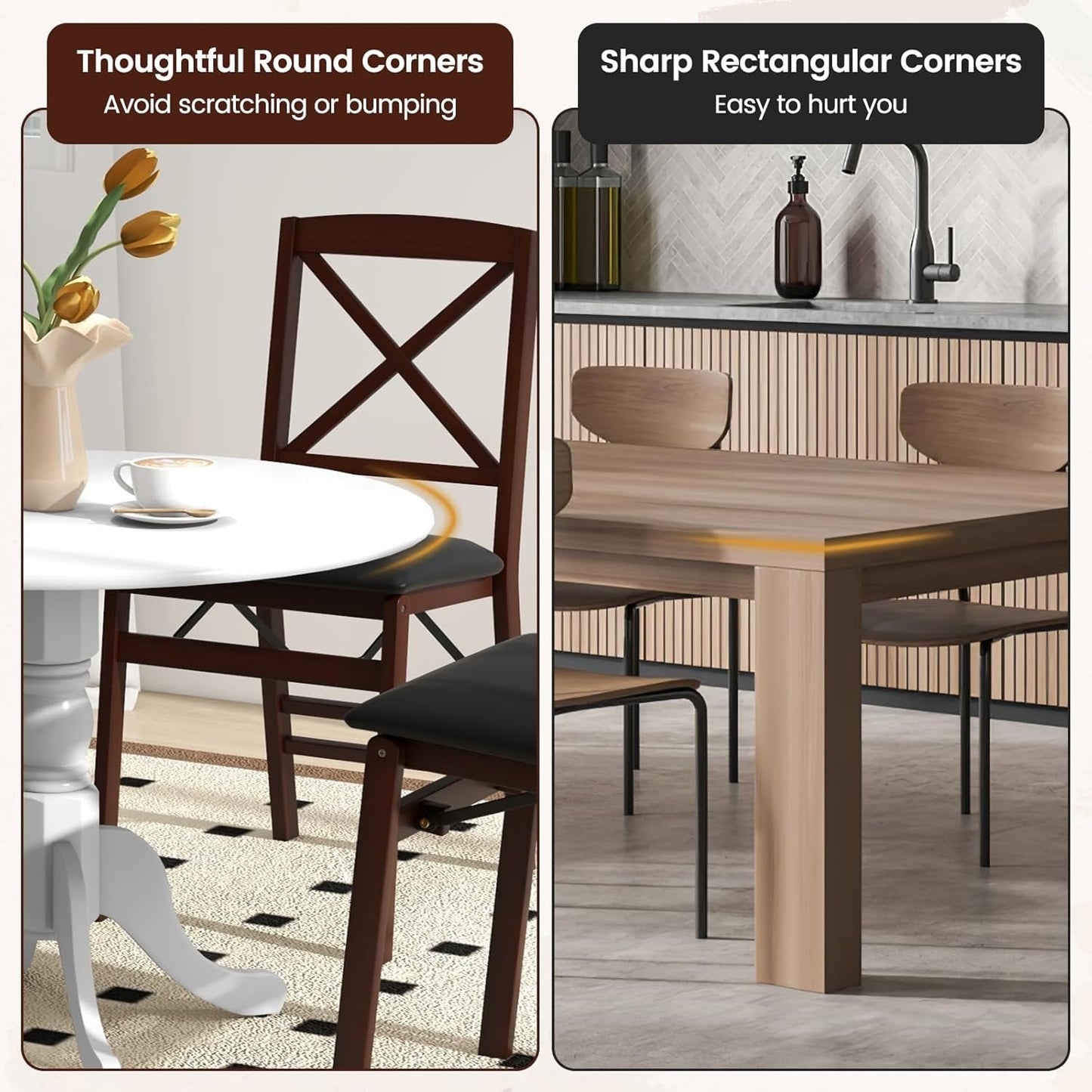 SILKYDRY 39-inch Round Dining Table, Mid Century Modern Kitchen Table with Circle Tabletop & Curved Trestle Legs, Pedestal Dinette for 4, Suitable for Leisure Café Bistro (White)