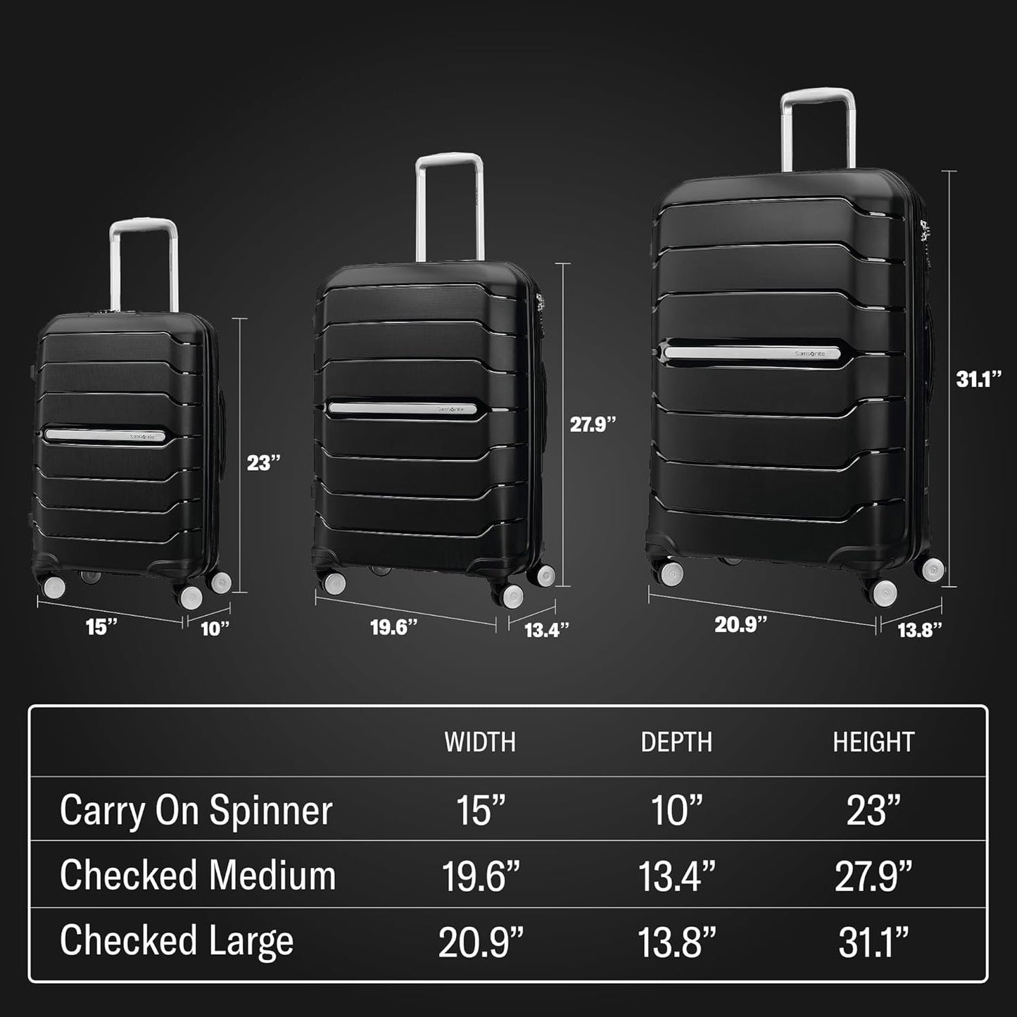 Samsonite Freeform Hardside Expandable with Double Spinner Wheels, Black, 2-Piece Set (21/28), Freeform Hardside Expandable with Double Spinner Wheels