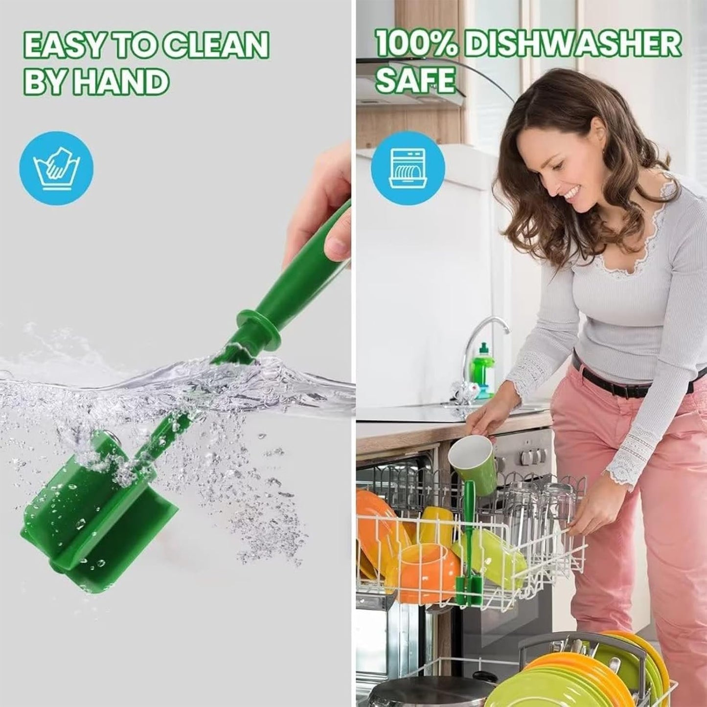 2PCS Meat Chopper,Heat Resistant Potato Masher Meat Chopper,Ground Beef Masher with 5-Blade Head,Durable Nylon Ground Beef Smasher,Multifunctional Kitchen Gadgets (Green&Red)