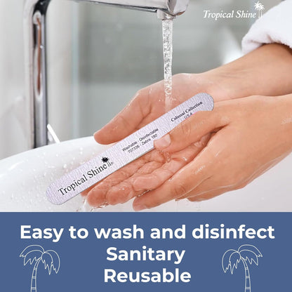 Tropical Shine Jumbo Zebra 180 Colossal Collection - 6 pcs Nail Files for Professional Nail Care and Shaping - Medium (180) Grit Nail File Set for Natural Nails (707336)