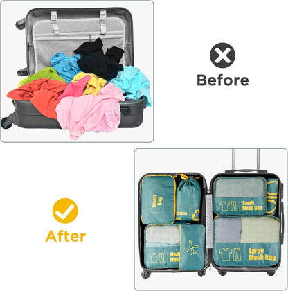 AiQInu 7-Piece Waterproof Packing Cube Set Travel Organizer for Clothes, Shoes, Underwear