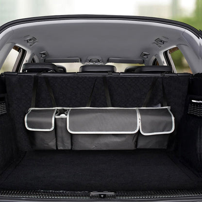 Car Boot Organiser, Car Trunk Organiser, Large Capacity, Hanging Organizer Bag. Car Organizers And Storage, Suitable for Suvs, Trucks, Waterproof, Collapsible Cargo Organizer with 4 Pockets (Black)