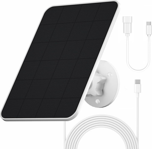 Rhorawill Solar Panel for eufy Camera, Security Camera, 5V 4W SolarPanel for eufyCam 2/2 Pro, 2C/2C Pro, soloCam E/E20/E40 Spotlight, Type-C Solar Charger for eufy with Micro USB & Rubber Plug, IP65