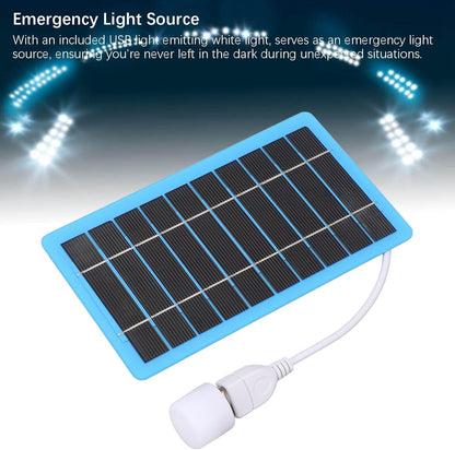ASHATA 5V 5W Small Blue Solar Panel, USB Solar Charger with White Light, Modern Style, Moderate Efficiency, Ideal for Outdoor Activities, Emergency Light Source