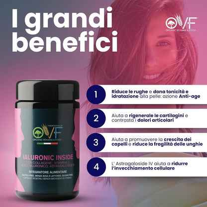 OVF Collagen & Hyaluronic Acid with Vitamin C – 60 Anti-Age Caps – Joint Support and Reduction of Cell Aging.