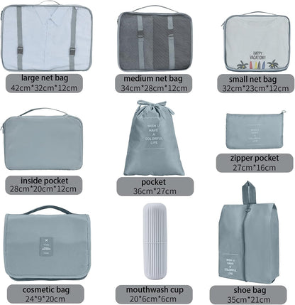Joyoldelf Suitcase Organizer 9 Pieces Set, Packing Cubes for Packing Cube, Waterproof Travel Luggage Travel Organizer Set