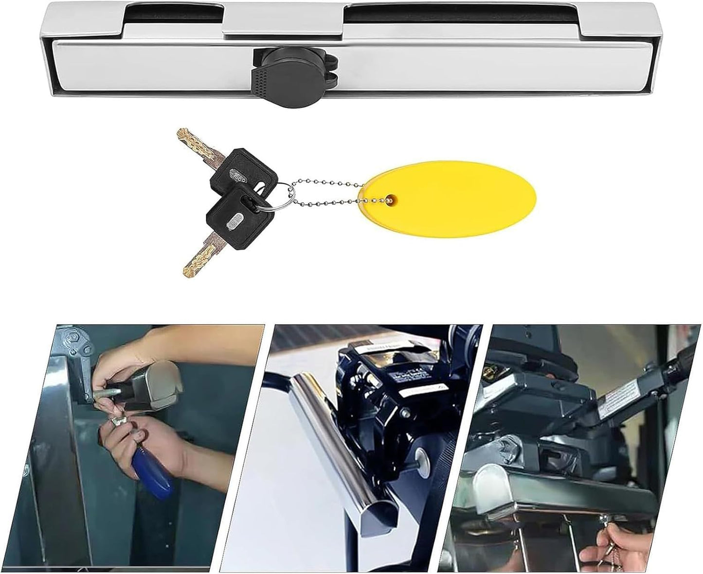 Outboard Motor Lock, Adjustable Boat Motor Protection, 11.96in Stainless Steel Engine Tools, Marine Security Device for Beginners, Professionals, Outdoor Safety Accessories