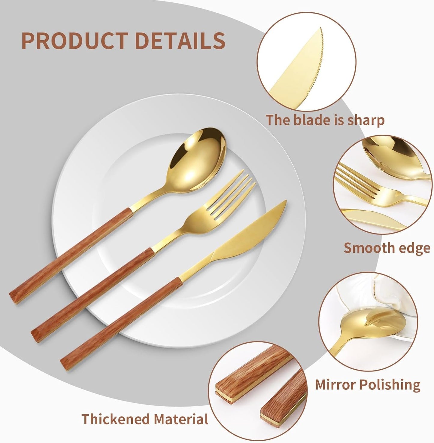Cutlery Set, 15-Piece Stainless Steel Utensil Set, Flatware Set Service for 5 Use for Home & Restaurant with Gift Box, Gold