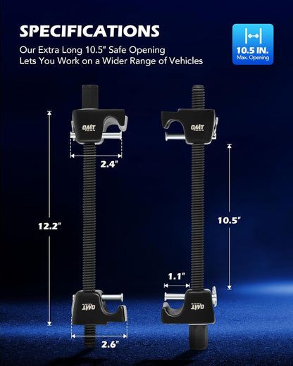 Orion Motor Tech 2pc Macpherson Strut Spring Compressor Tool Set with 26.7 cm Range, Heavy Duty Coil Spring Compressor Tools with 1/2" Square Drive, 13/16" Hex Strut Compressors for Car Truck, Black
