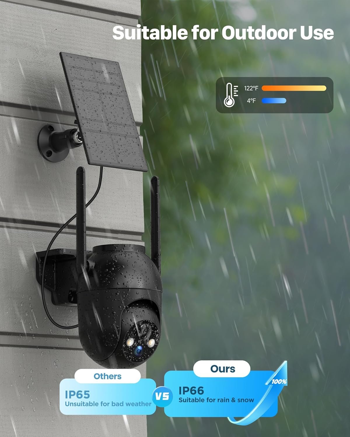 Security Cameras Wireless Outdoor Solar: 2K WiFi Camera for Home Security System - Battery Powered Cam IP66 Waterproof Motion Sensor - Camaras de Seguridad para Casa Inalambricas
