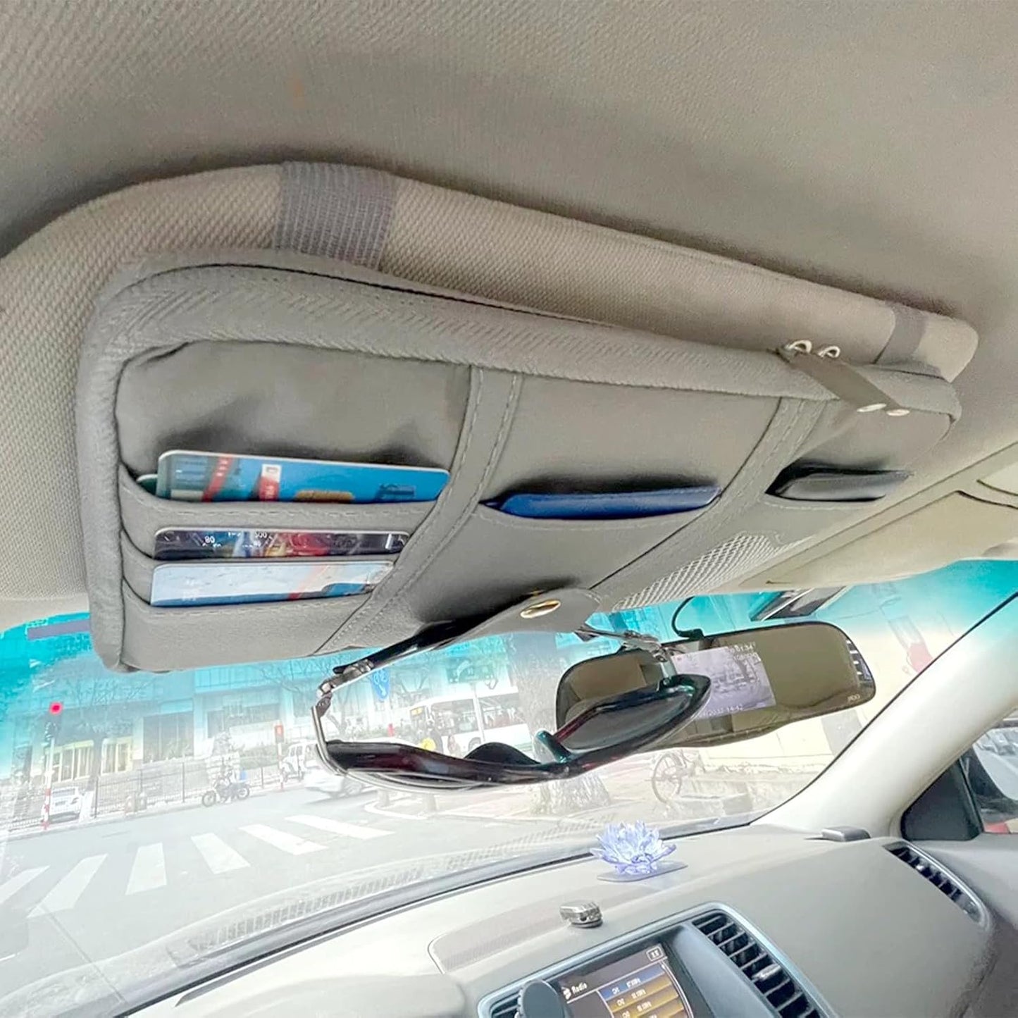 Car Sun Visor Organizer, SUV, Trucks, Multi-Pocket Visor Storage Pouch, Auto Interior Accessories for Cards Pens Sunglasses Document
