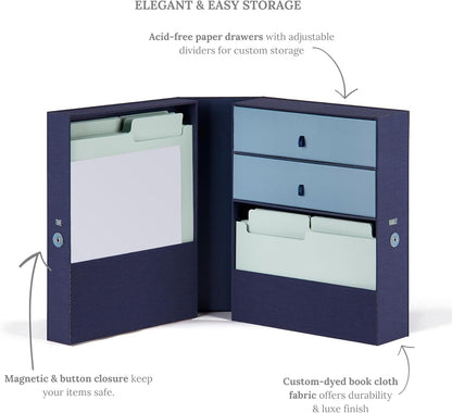 All-in-One Desk Organizer-Office Supplies Organizer-Desk Caddy-Important Document Storage-for Cabinet, Countertop, Desk, Workspace - Holds Passport, Keepsakes, Gift Cards, Tax Receipts, School Forms Something Blue
