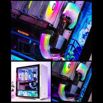 ATX Cable Extension | RGB Extension Cable with Light Effect|26.5cm ATX Supply Cables | ATX Cable Extension |Wire Extension ATX Energy Cable | Color Mode ARGB Cable Extension Kit Synchronized PSU Cable