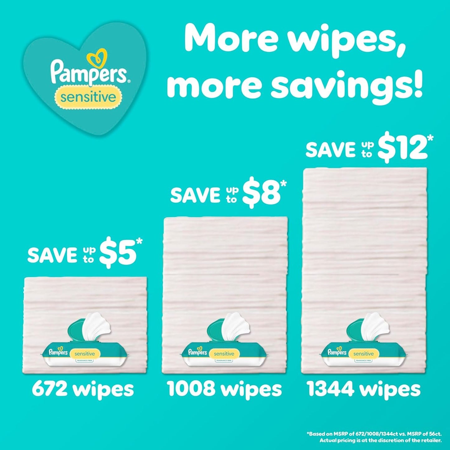 Pampers Baby Wipes Sensitive Perfume Free 12X Pop-Top Packs 1008 Count