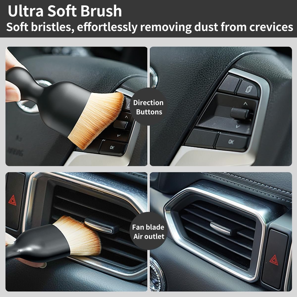 QioTceen Car Detailing Brush Set - 4-Piece Kit for Interior & Exterior Cleaning - Premium Car Wash Brush for Professional Results ﻿car Duster Interior