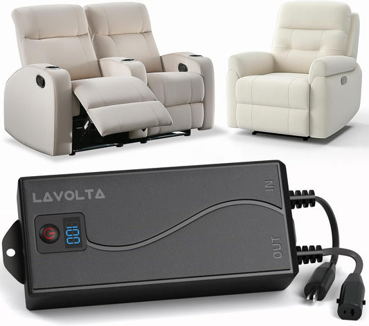 Battery Pack for Power Recliner - Wireless Backup Charger for Reclining Furniture, Couch, Lift Chair, Electric Sofa - 2 Pin - Universal Rechargeable Power Supply (2500 mAh)