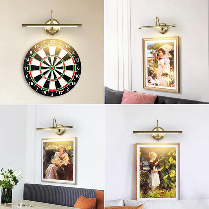 Modern Wireless Picture Lights for Wall Gold Wall Sconces Battery Operated 16.5" Inch Dimmable Wall Art Light with Adjustable Book Light with Remote 3000K CRI95+