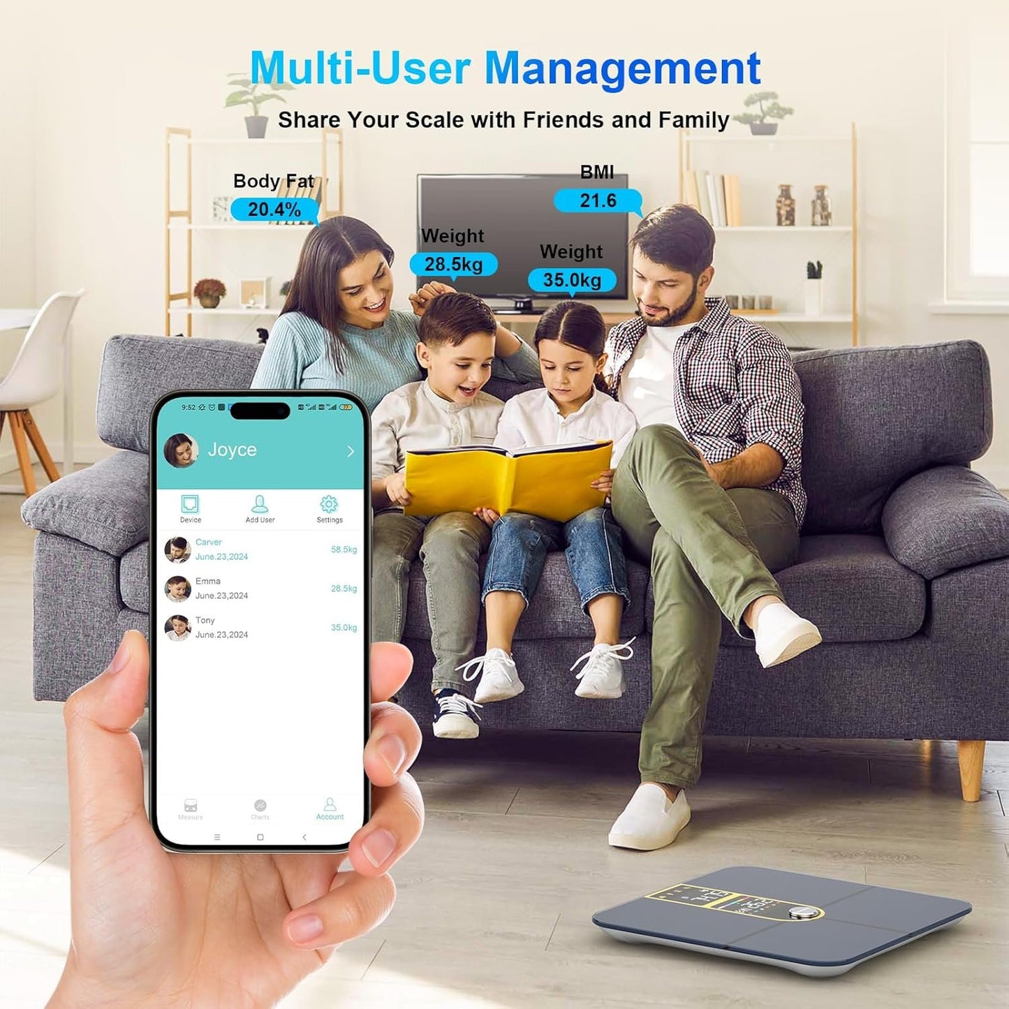Healthkeep Personenwaage, angeschlossen, Bluetooth, mit 2 VA-Bildschirmen und ITO-Beschichtungstechnologie, 16 Körperdaten mit Herzfrequenz, App, für Android und iOS 180 kg/400 lb, silberfarben