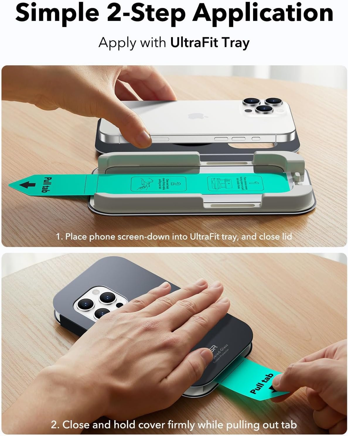 ESR 3 Pack for iPhone 16 Pro Screen Protector, Military Grade Shatterproof, 9H Hardness, Full Coverage Tempered Glass with UltraFit Tray