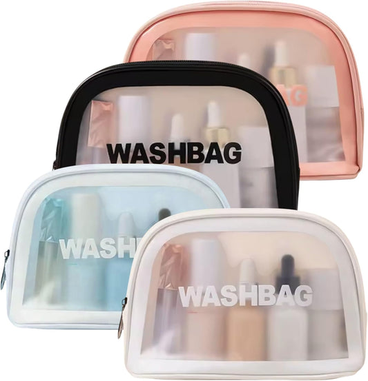 4 Washbag Bags 4 Colours Makeup Bags Travel Organizer Home Office School, 4 Color Light Blue White Pink And Black, Beauty Bags