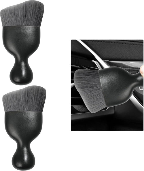 Car Detailing Brush, Curved Soft Bristles Auto Removal Dust Collectors, Universal Vehicle Dashboard, Air Conditioner Vents, Interior Cleaning Tool Accessories (2, Gray)