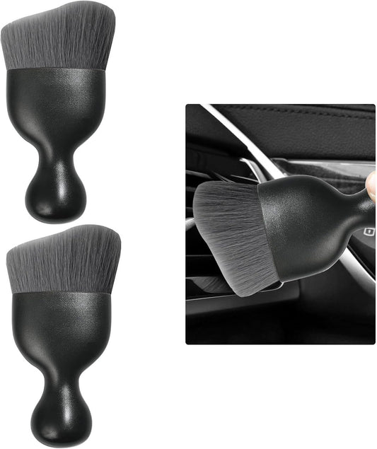 Car Detailing Brush, Curved Soft Bristles Auto Removal Dust Collectors, Universal Vehicle Dashboard, Air Conditioner Vents, Interior Cleaning Tool Accessories (2, Gray)