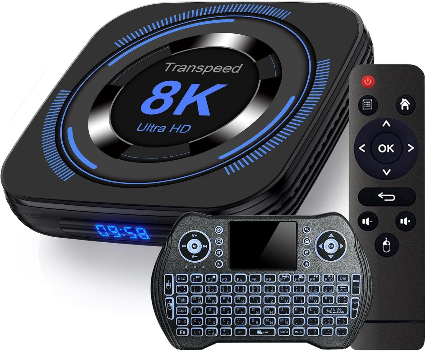 Android TV Box 12.0 4GB RAM 32GB ROM Support 8K 6K Dual-WiFi 2.4G 5.8G Android Box H618 Chipset with HDR10 BT5.0 USB 2.0 3D Ethernet with Mini Backlit Keyboard