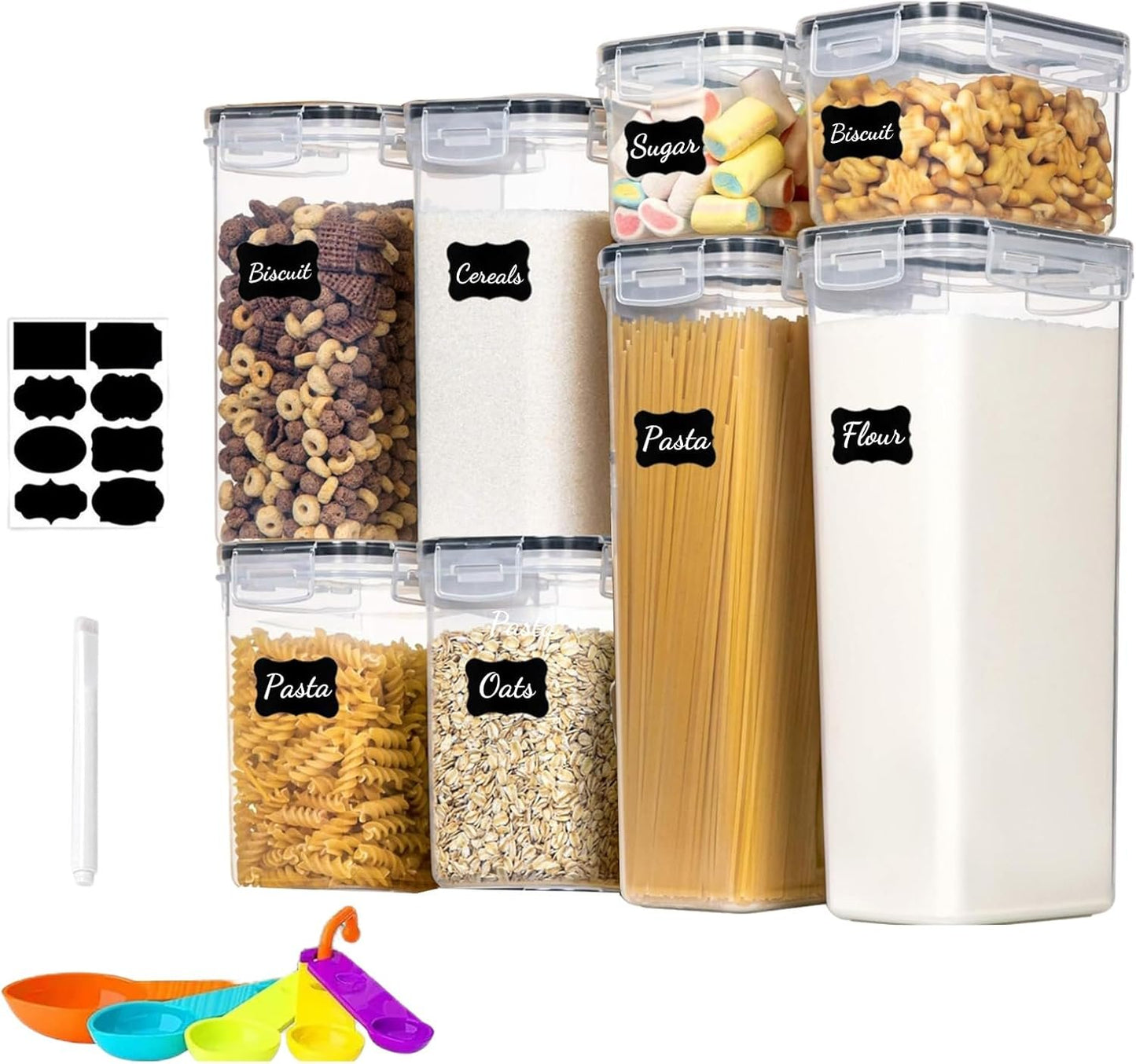 stusgo 8 Pack Airtight Food Storage Containers Set - Cereal Storage Containers for Kitchen Storage & Organisation with Lids & BPA Free Pantry Organiser