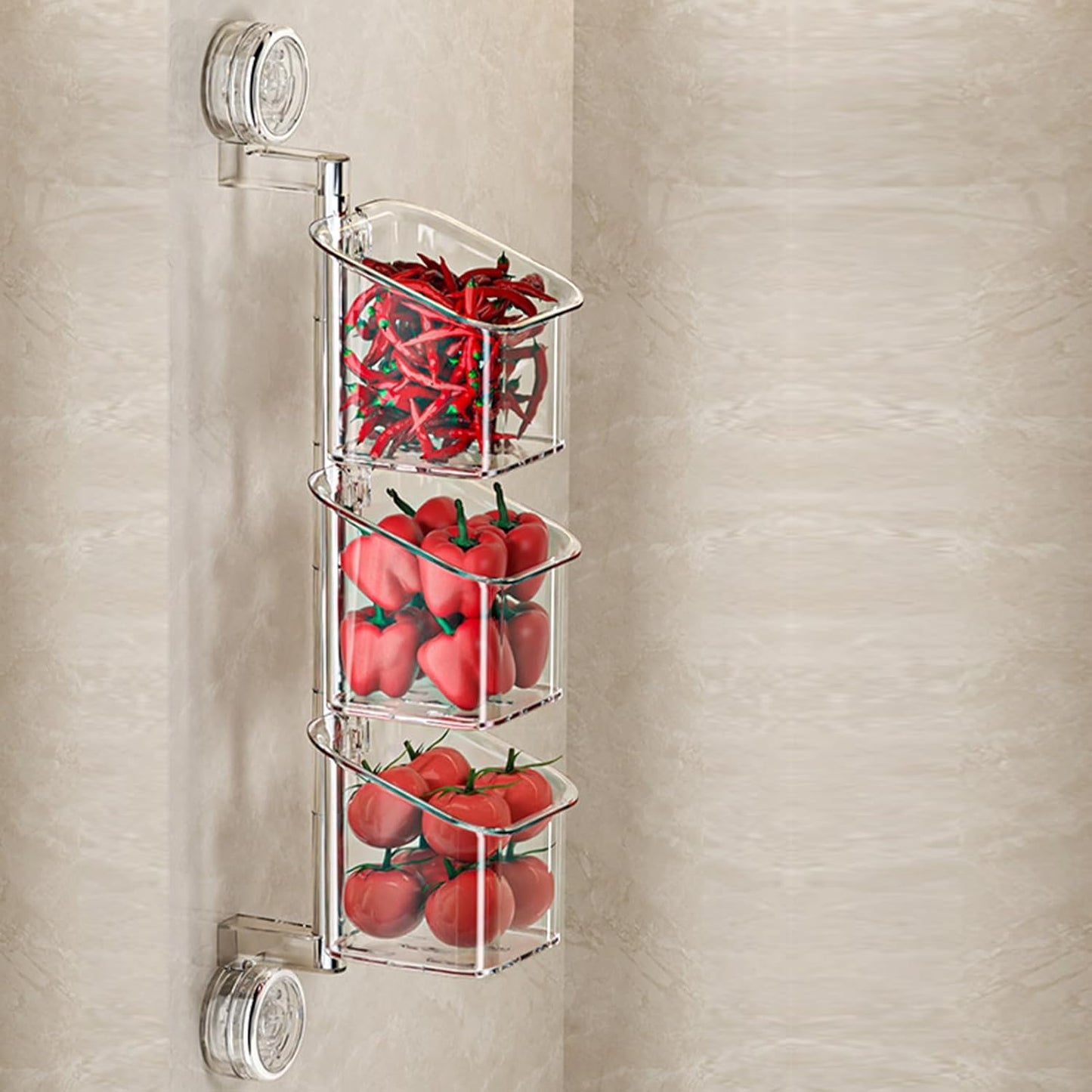 ccuzs Suction Cup Storage Holder Shower Shelf Organizer Rotating Container with Drainage No-Drill Wall Mounted Holder for Bathroom Toiletries Sponge Brush Garlic Onion Storage