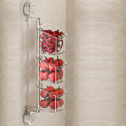 ccuzs Suction Cup Storage Holder Shower Shelf Organizer Rotating Container with Drainage No-Drill Wall Mounted Holder for Bathroom Toiletries Sponge Brush Garlic Onion Storage