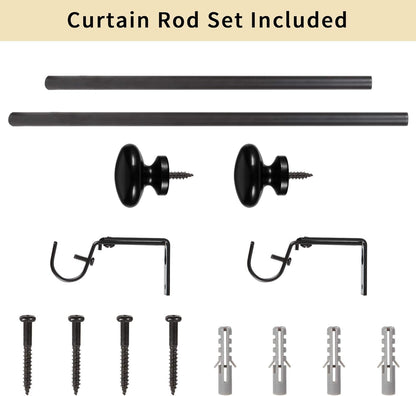 TiMi Window Curtain Rod 1 Inch Decorative Adjustable Single Curtain Rods Classic Oval, 28 to 48 Inch telescoping Drapery Rod, Black
