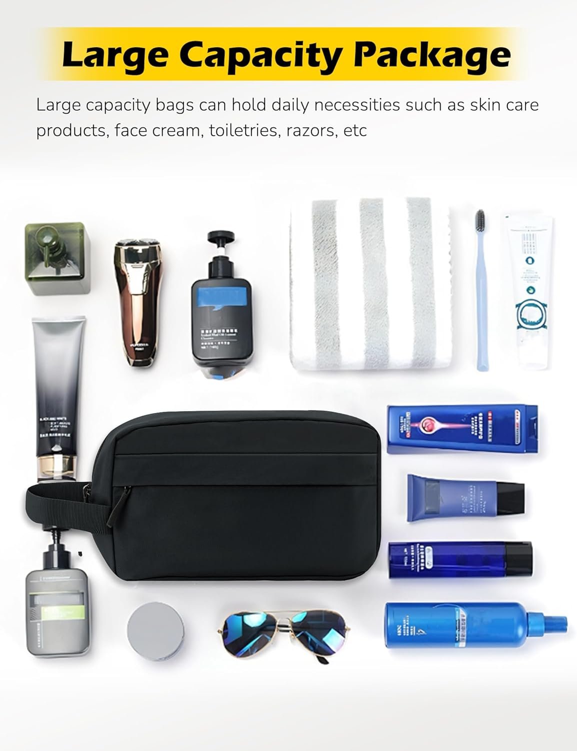 Toiletry Bag for Men, Hanging Cosmetic Bag Travel Accessories, Travel Essentials Shaving Dopp Kit, Mens Travel Bag Toiletries Organizer Case for Business Trips Swim Camping (Blue)