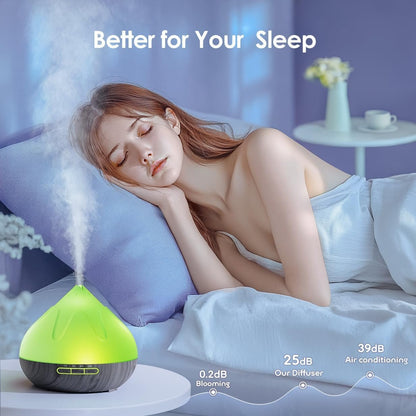 Aroma 500 ML Diffuser, Essential Oil Diffuser with Remote Control, Humidifier with 14 Color Lights for Large Room, 4 Timer Setting, Auto Shut-Off Gray