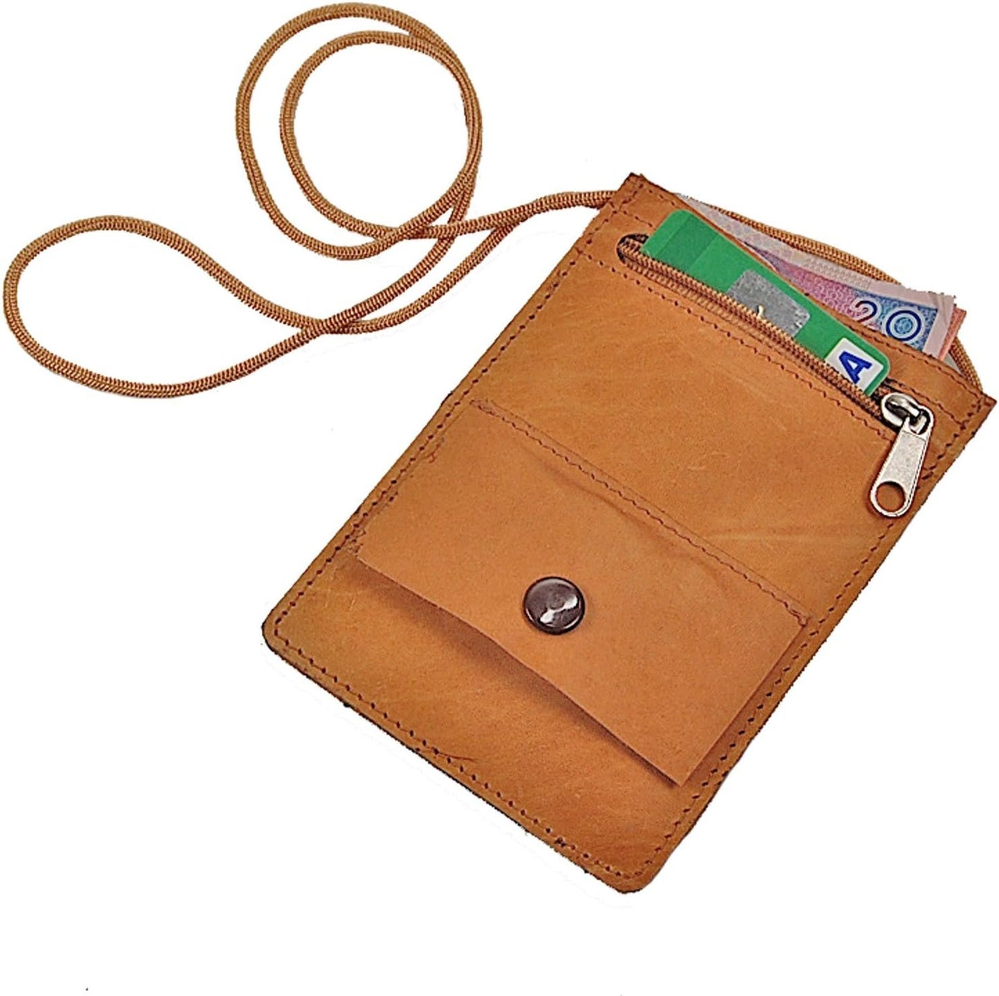 BOCCX Small Chest Pocket Simple Leather Security Wallet Chest Pocket GoBago, Natural, S, Chest Pocket, natural, Chest pocket