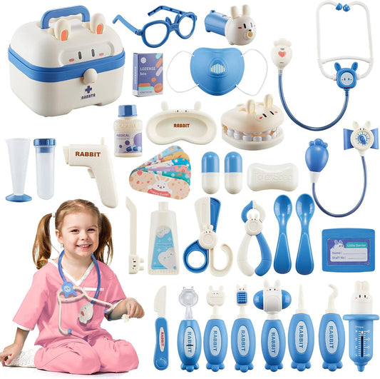 43PCS Kids Doctor Kit Toy, Pretend Play Medical Set for Toddlers, Role Play Playset for Boys Girls Aged 3-8