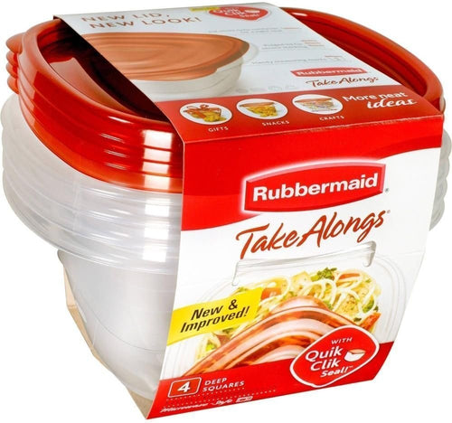 Rubbermaid TakeAlongs Food Storage Containers, Set of 8 (16 Pieces Total), 5.2-Cup Square, Ruby | Great for Meal Prep, Lunch for Adults & Kids, Bento Box Style | Reusable & Stackable